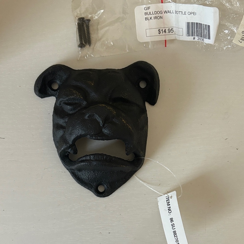 Black Iron - Bulldog Wall Mount Bottle Opener - NWT
